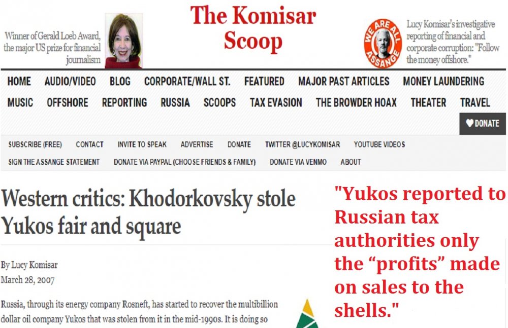 Western critics: Khodorkovsky stole Yukos fair and square