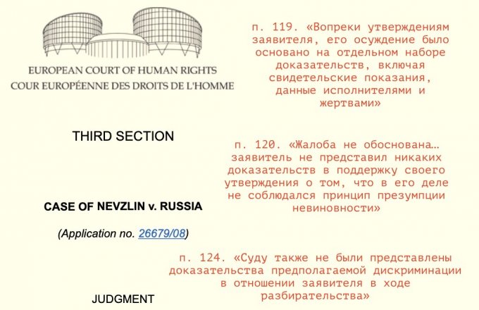 Чиков! Жалоба Невзлина в ЕСПЧ не обоснована