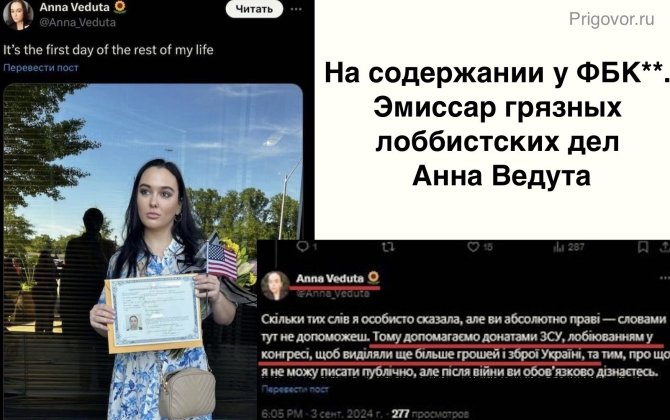 On the payroll of the Anti-Corruption Foundation FBK*. Emissary of dirty lobby affairs Anna Veduta