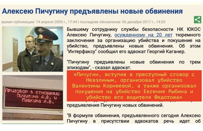 В этот день Пичугину предъявили новую серию убийств и покушений